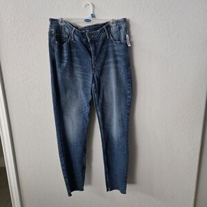 Old Navy Rockstar High-Rise Raw-Edge Super Skinny Jeans Dark Wash